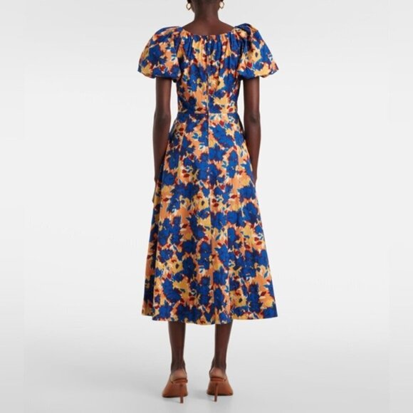 NEW Ulla Johnson Imara Blue Floral Cotton Short Sleeve Midi Dress | size 2 - Picture 7 of 16